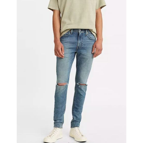 Levi's Skinny Taper Fit Medium Wash Blue Blow Out Denim Jeans Mens Size 30 x 30* - Picture 3 of 12